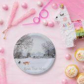 Assiettes En Carton chiens jouer hiver neige paysage noël (Fête)