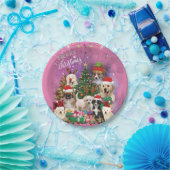 Assiettes En Carton Chiens Joyeux Noël Lumière (Fête)