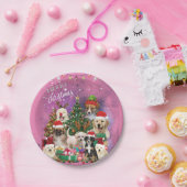 Assiettes En Carton Chiens Joyeux Noël Lumière (Fête)