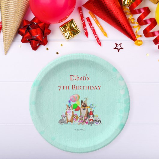 Assiettes En Carton Chiens mignons Anniversaire Célébration Paw-ty Pap