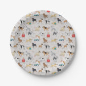 Assiettes En Carton Chiens mignons Design Motif Blanc (Devant)