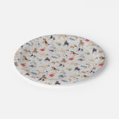Assiettes En Carton Chiens mignons Design Motif Blanc (Angle)