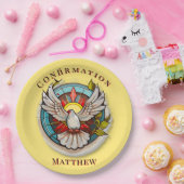 Assiettes En Carton Chiffre blanc jaune Confirmation religieuse cathol (Fête)