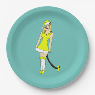 Assiettes En Carton Chiffre de Noël jaune
