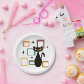 Assiettes En Carton Chiffre noir du milieu du siècle (Fête)