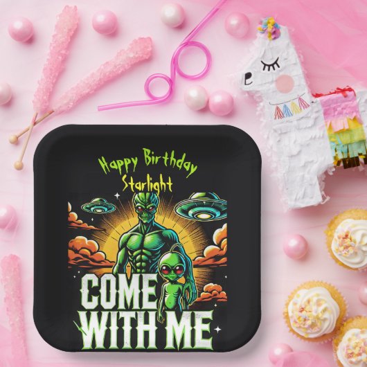 Assiettes En Carton Chiffres Aliens : Aventures dans l'espace (Fête)