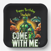 Assiettes En Carton Chiffres Aliens : Aventures dans l'espace (Recto)