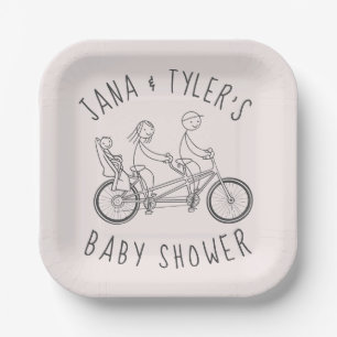 Assiettes En Carton Chiffres de bâton sur vélo tandem avec siège bébé