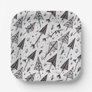 Assiettes En Carton Chiffres de cerf-volant et de flèche tirés à la ma