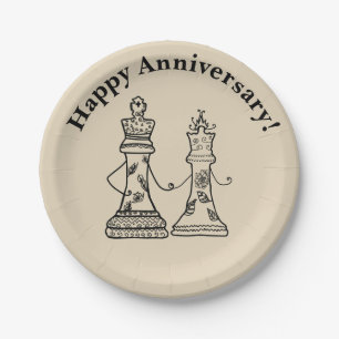 Assiettes En Carton Chiffres d'échecs King & Queen Plaque papier Maria