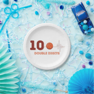 Assiettes En Carton Chiffres doubles 10 ans Anniversaire Basketball