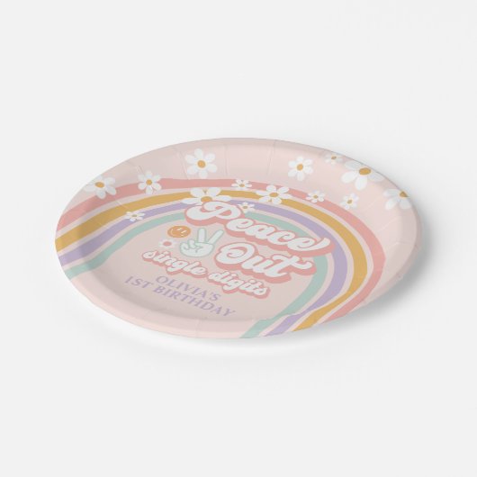 Assiettes En Carton Chiffres simples Peace Out Pastel rainbow (Angle)