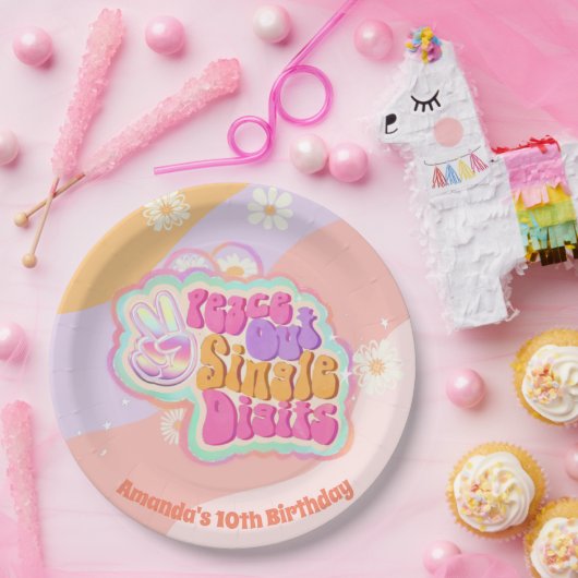 Assiettes En Carton CHIFFRES UNIQUES super Peace Out 10e (Fête)