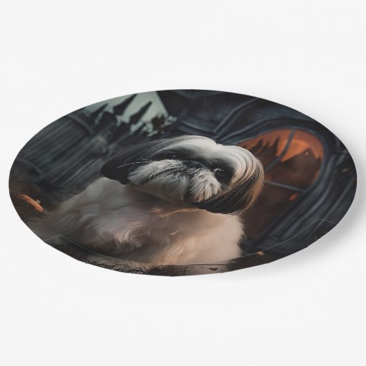 Assiettes En Carton Chih Tzu Halloween effraie (Angle)