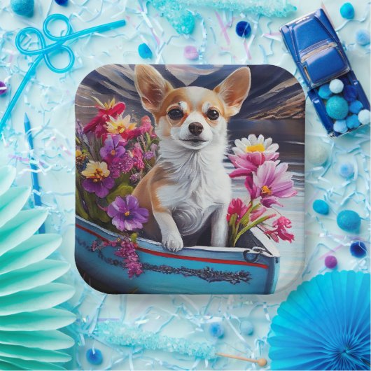Assiettes En Carton Chihuahua à la pagaie : une aventure Pittoresque (Fête)