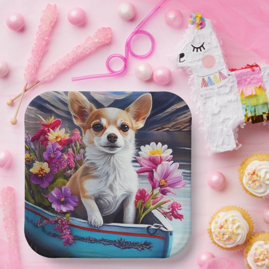 Assiettes En Carton Chihuahua à la pagaie : une aventure Pittoresque (Fête)