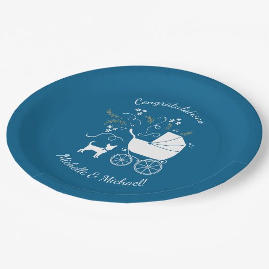 Assiettes En Carton Chihuahua Baby shower Blue Boy Chig (Angle)