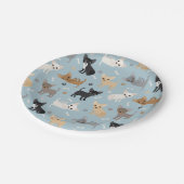 Assiettes En Carton Chihuahua Bones and Paws Blue Paper Plate (Angle)