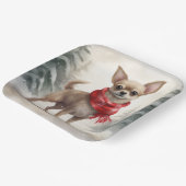 Assiettes En Carton Chihuahua Chien dans Noël de neige (Angulaire)