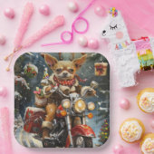 Assiettes En Carton Chihuahua Chien équitation moto Noël (Fête)