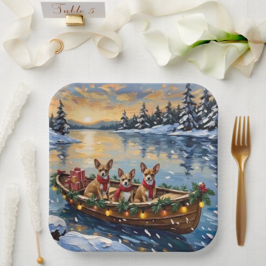 Assiettes En Carton Chihuahua Christmas Boat Holiday (Mariage)