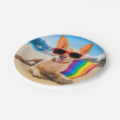 Assiettes En Carton Chihuahua Dog à la plage (Angle)