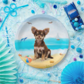 Assiettes En Carton Chihuahua Dog sur la plage (Fête)