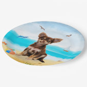 Assiettes En Carton Chihuahua Dog sur la plage (Angle)