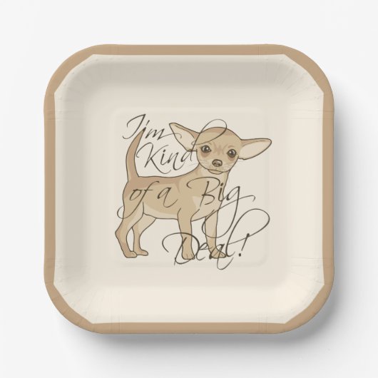 Assiettes En Carton Chihuahua Je suis un peu un Carré mignon (Recto)