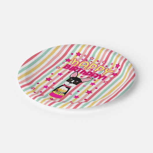 Assiettes En Carton Chihuahua Joyeuses Plaques papier d'anniversaire (Angle)