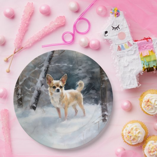 Assiettes En Carton Chihuahua Laisser neiger Noël (Fête)