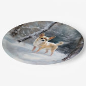 Assiettes En Carton Chihuahua Laisser neiger Noël (Angle)