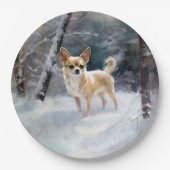 Assiettes En Carton Chihuahua Laisser neiger Noël (Devant)