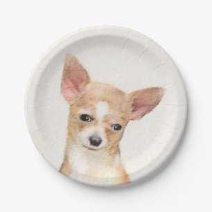 Assiettes En Carton Chihuahua Peinture - Cute Original Chien Art