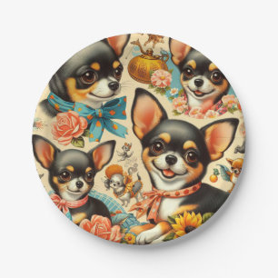 Assiettes En Carton Chihuahua sans mer vintage