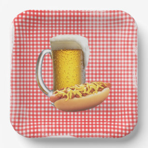 Assiettes En Carton Chili Hot Dog et bière sur En vichy