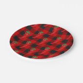 Assiettes En Carton Chili Pepper Buffalo Plaid Motif noir et rouge (Angle)
