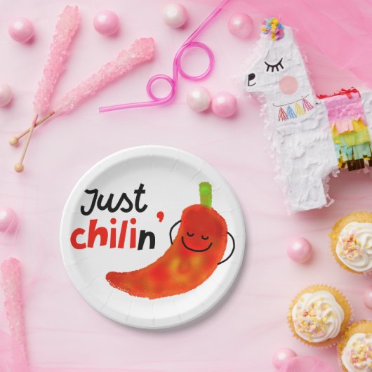 Assiettes En Carton Chili Pepper Pun Positif - Juste chilien (Fête)