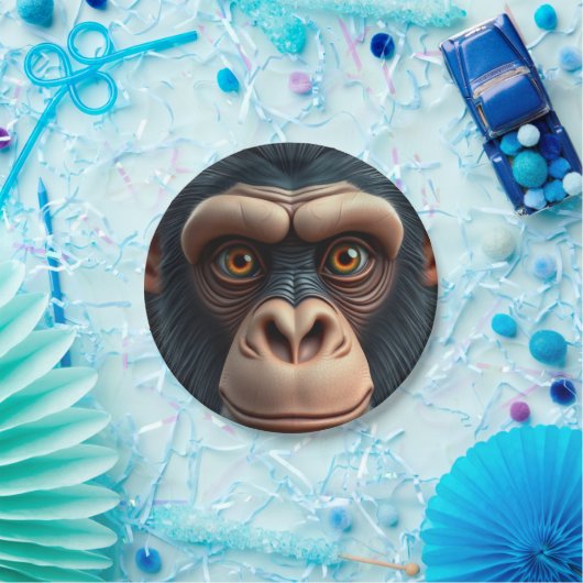 Assiettes En Carton Chimpanzé fou mignon (Fête)