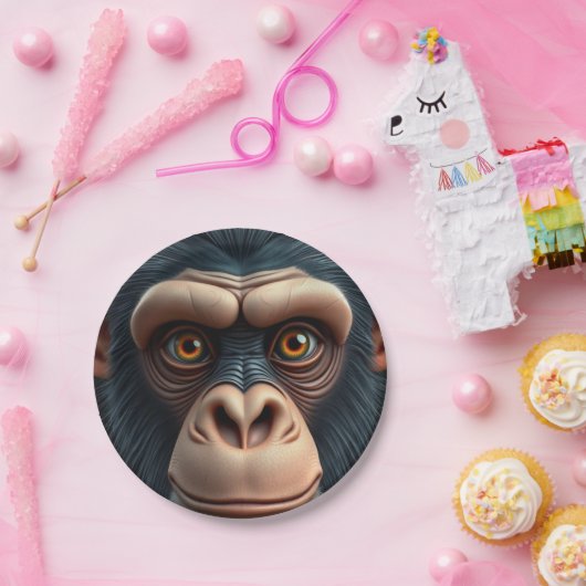 Assiettes En Carton Chimpanzé fou mignon (Fête)