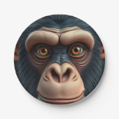 Assiettes En Carton Chimpanzé fou mignon (Devant)