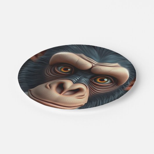 Assiettes En Carton Chimpanzé fou mignon (Angle)