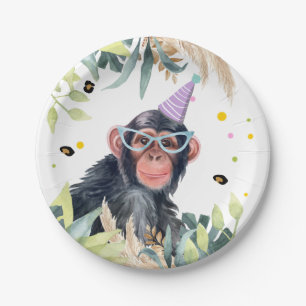 Assiettes En Carton Chimpanzé Singe Fête Animaux Anniversaire Safari