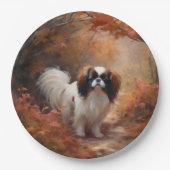 Assiettes En Carton Chin japonais à l'automne Feuilles automne Inspira (Devant)