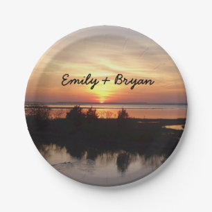 Assiettes En Carton Chincoteague Sunset II Virginia Paysage