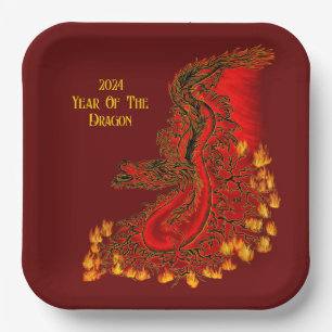 Assiettes En Carton Chine Dragon, 2024 Année Du Dragon