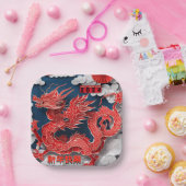 Assiettes En Carton Chine Red Dragon Nouvel An 2024 papier coupé PsqP (Fête)