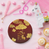 Assiettes En Carton Chinese New Year Horse 2026 Gold Clouds PPP (Fête)