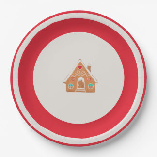 Assiettes En Carton Chingerbread House Christmas Plate Red