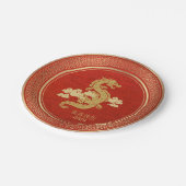 Assiettes En Carton Chinois New Year Gold Dragon Red Foil (Angle)